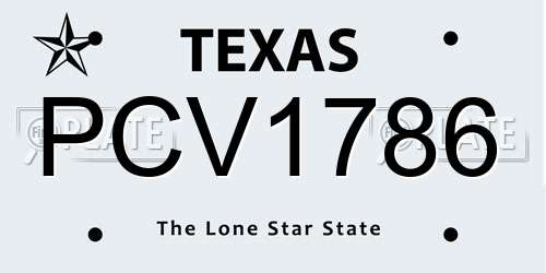 PCV1786 Texas License Plate