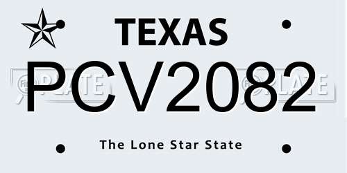 PCV2082 Texas License Plate