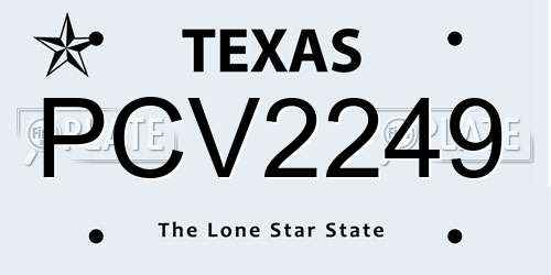PCV2249 Texas License Plate