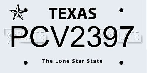 PCV2397 Texas License Plate