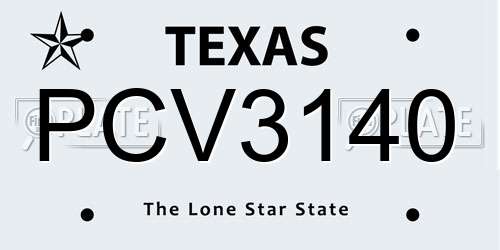 PCV3140 Texas License Plate
