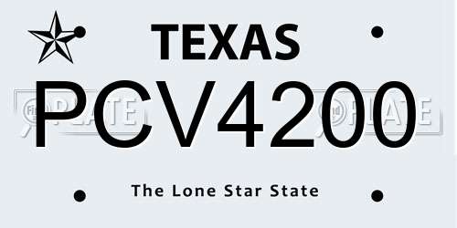 PCV4200 Texas License Plate