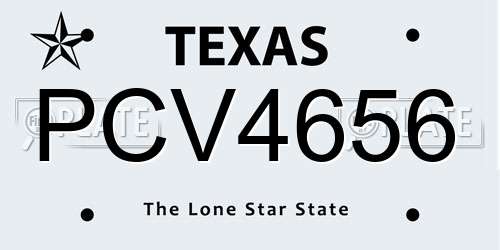 PCV4656 Texas License Plate