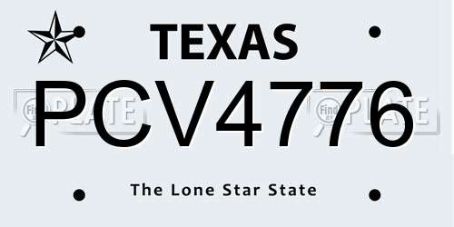 PCV4776 Texas License Plate