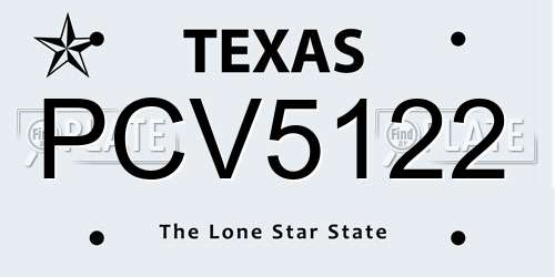 PCV5122 Texas License Plate