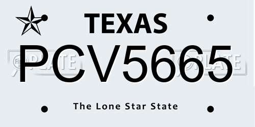 PCV5665 Texas License Plate