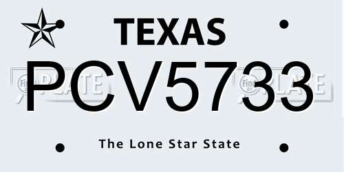 PCV5733 Texas License Plate