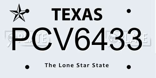 PCV6433 Texas License Plate