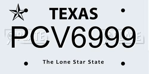 PCV6999 Texas License Plate