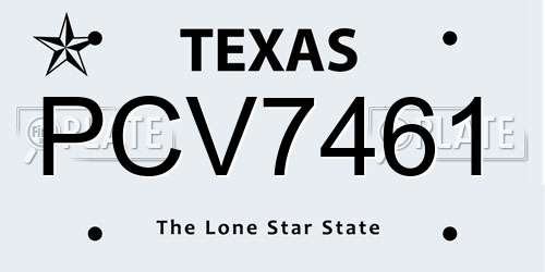 PCV7461 Texas License Plate