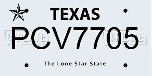 PCV7705 Texas License Plate