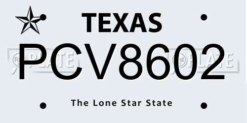 PCV8602 Texas License Plate