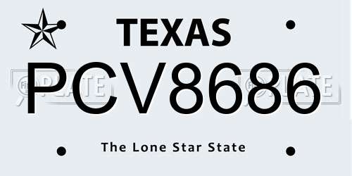PCV8686 Texas License Plate