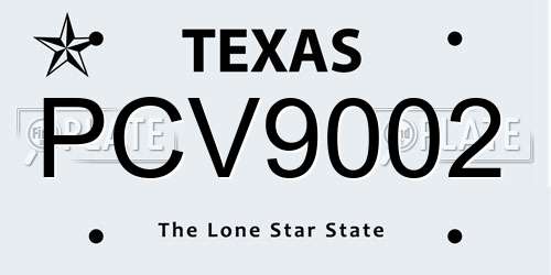 PCV9002 Texas License Plate