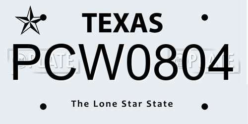 PCW0804 Texas License Plate