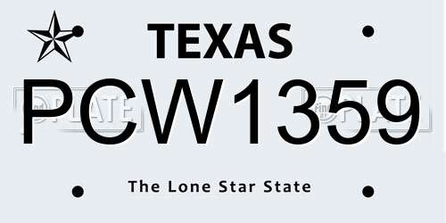 PCW1359 Texas License Plate