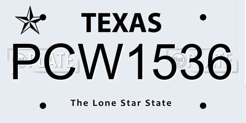 PCW1536 Texas License Plate