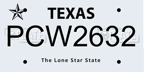 PCW2632 Texas License Plate