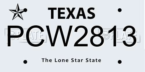 PCW2813 Texas License Plate