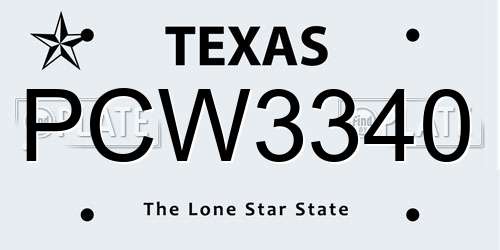 PCW3340 Texas License Plate