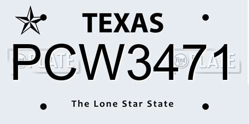 PCW3471 Texas License Plate