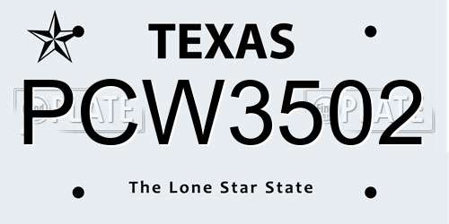 PCW3502 Texas License Plate