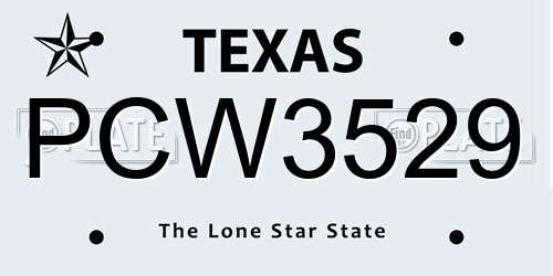 PCW3529 Texas License Plate
