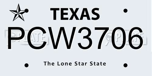 PCW3706 Texas License Plate