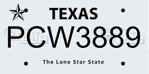 PCW3889 Texas License Plate