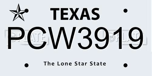 PCW3919 Texas License Plate