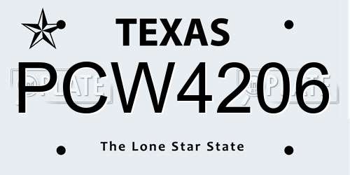 PCW4206 Texas License Plate