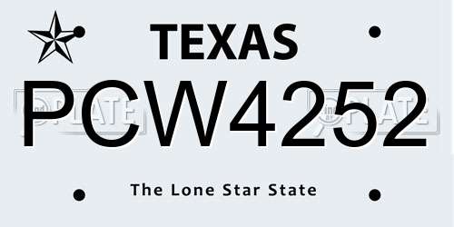 PCW4252 Texas License Plate