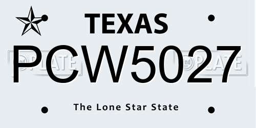 PCW5027 Texas License Plate