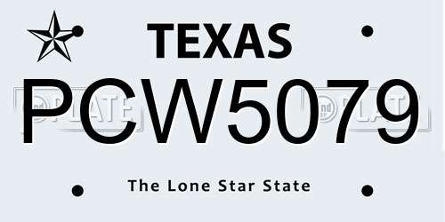 PCW5079 Texas License Plate
