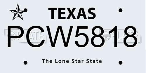 PCW5818 Texas License Plate