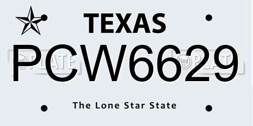 PCW6629 Texas License Plate