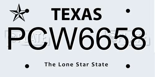 PCW6658 Texas License Plate