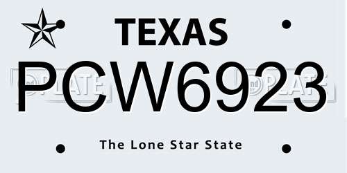 PCW6923 Texas License Plate