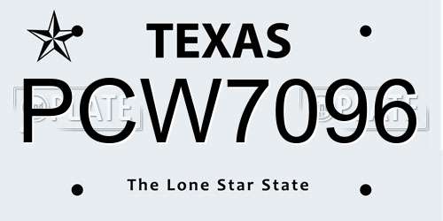 PCW7096 Texas License Plate