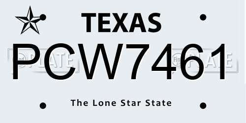 PCW7461 Texas License Plate