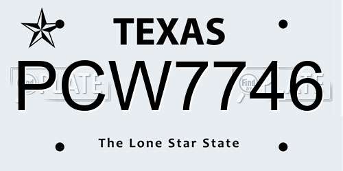 PCW7746 Texas License Plate
