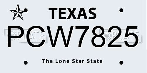 PCW7825 Texas License Plate