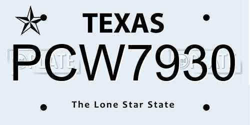 PCW7930 Texas License Plate