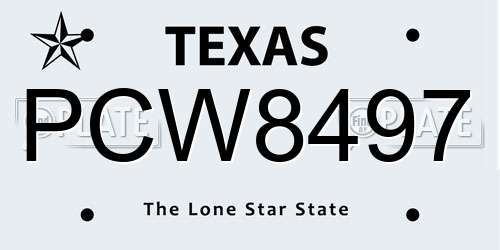 PCW8497 Texas License Plate