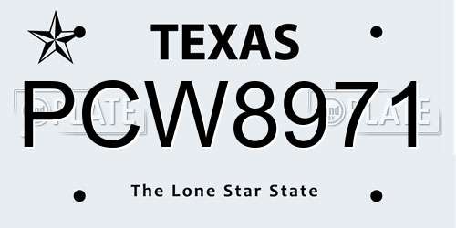 PCW8971 Texas License Plate