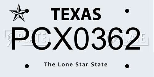 PCX0362 Texas License Plate