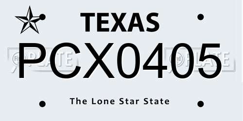 PCX0405 Texas License Plate