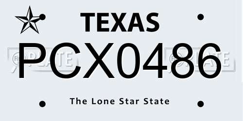 PCX0486 Texas License Plate