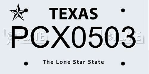 PCX0503 Texas License Plate