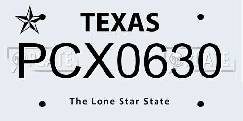 PCX0630 Texas License Plate
